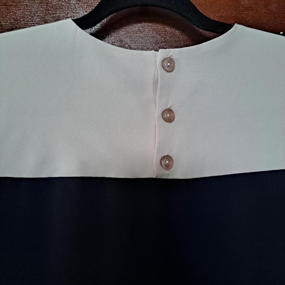 🇨🇦 Valérie Dumaine Colorblock Shift Dress – Black & White – Size M - Picture 3 of 11